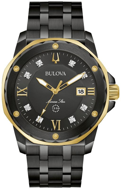 Bulova black gold watch new arrivals