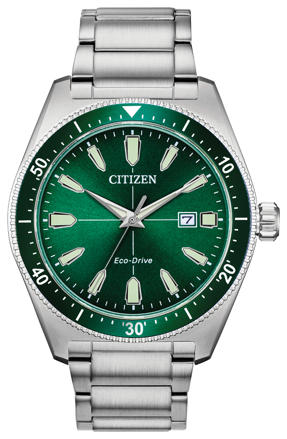 Green face best sale silver watch